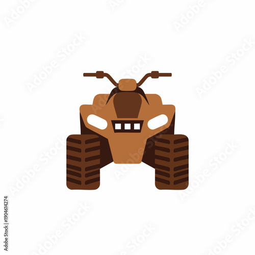Brown ATV Quad Bike Vector Icon Isolated on White Background