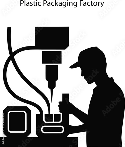 Plastic Packaging Factory Manufacturing Worker Machine Production Industry