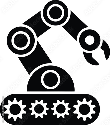 Factory Assembly Line Robot – Automated Production and Industrial Engineering Symbol