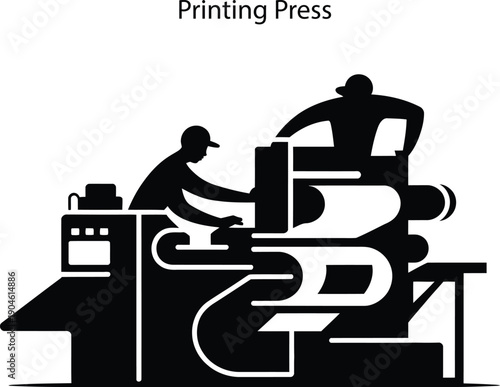 Printing Press Industrial Publishing Factory Machine Production Workers