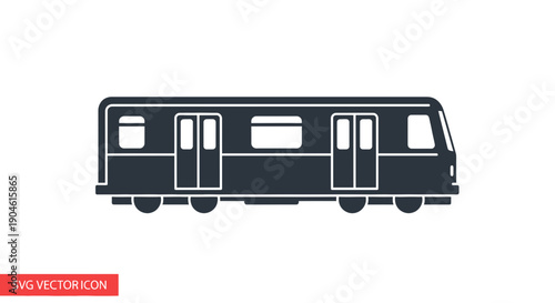 Modern Subway Train Icon, Public Transport Vector Graphic