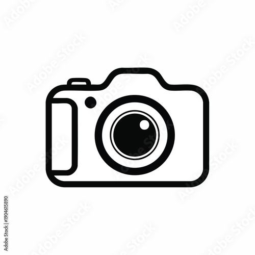 Simple black and white icon of a digital camera