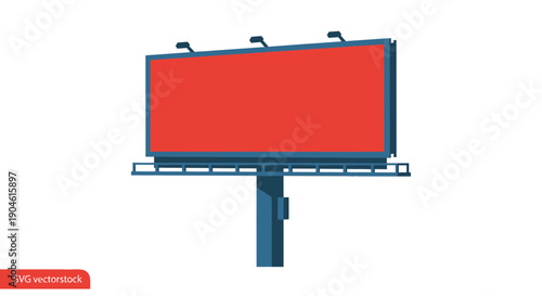 Blank Billboard Ad Space - Red Advertising Panel on White Background
