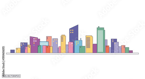 Colorful Abstract Cityscape Skyline Vector Illustration