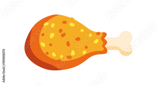 Crispy Fried Chicken Leg with Bone, Isolated on White Background