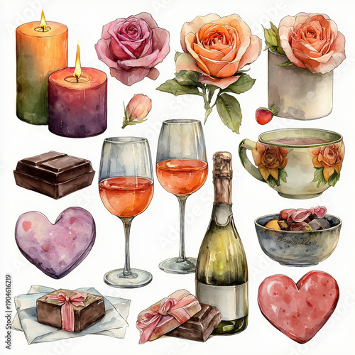 rose, chocolate and candles