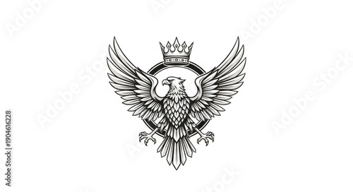 Eagle Crest Emblem with Crown Illustration.