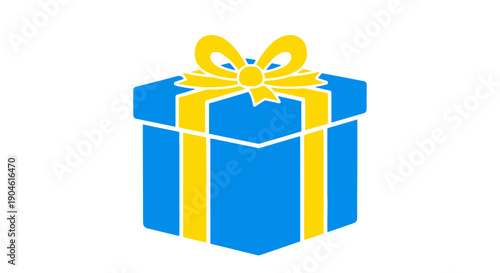 Blue Gift Box with Yellow Ribbon and Bow