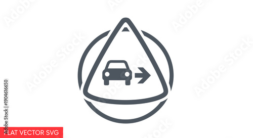 Car Exit Road Sign Vector Icon
