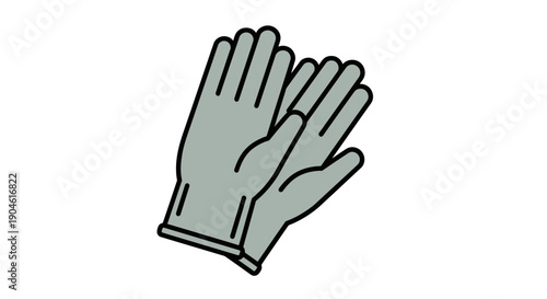 Pair of Grey Work Gloves, Isolated on White Background