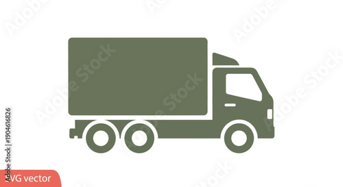 Green Delivery Truck Icon, Logistic Transport, Cargo Vehicle