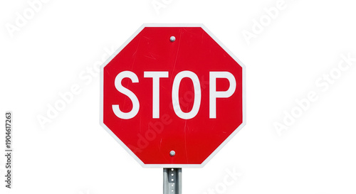 Foto Red stop sign PNG isolated on transparent background, octagon traffic symbol for