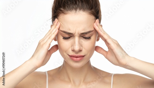Wallpaper Mural Young woman experiencing a painful headache with intense discomfort Torontodigital.ca