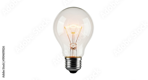 Cuadro en lienzo Classic light bulb isolated PNG on transparent background, incandescent lamp wit