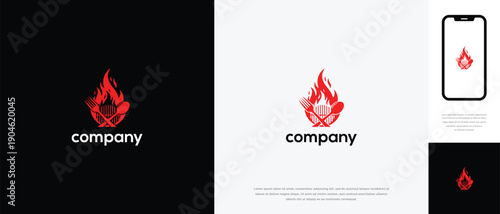 Fire Heart Logo Design - Passion Love Energy Company Branding.