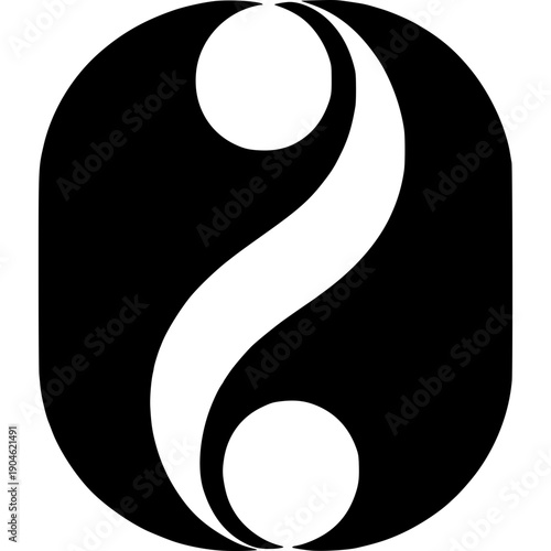 Abstract Yin Yang in Black: An elegant, minimalist black and white symbol representing the ancient concept of balance and harmony. Embracing simplicity and deep philosophical roots.