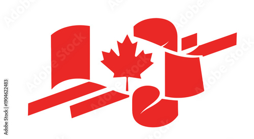 Canada Maple Leaf Logo Abstract Red White Shapes