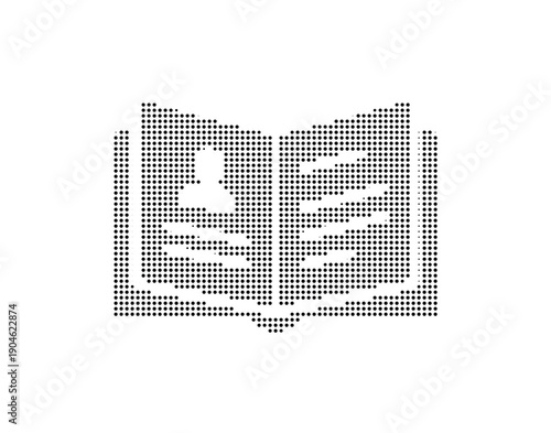 Black dotted open book icon