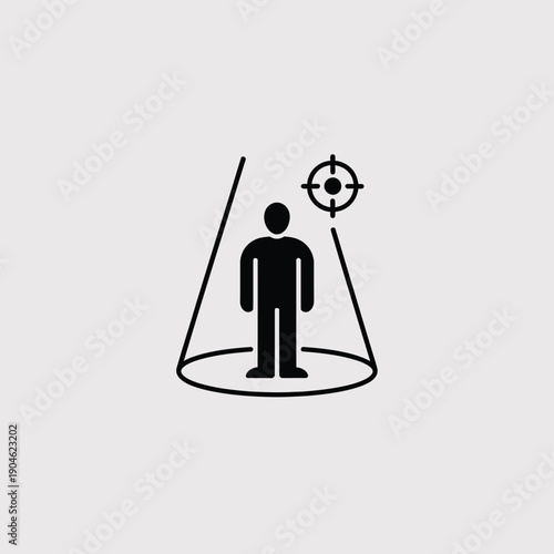 Person in spotlight with target symbol focus