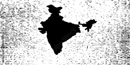 A black and white grunge vector illustration featuring the silhouette of a horse over a world map with artistic ink splats and a dirty paint texture