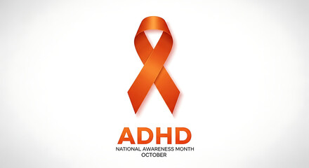 an orange awareness ribbon prominently displayed symbolizing adhd awareness and mental health support for national awareness month in october.