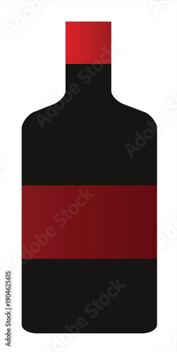 Cuadro en lienzo Stylized bottle icons with stoppers and label silhouette black