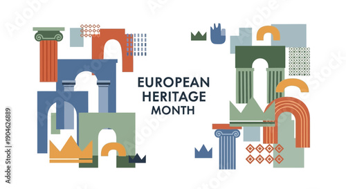 European Heritage Month Abstract Design with Architectural Elements