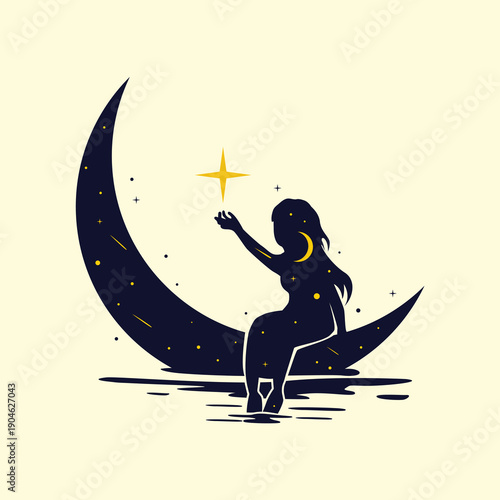 Happy Ramadan Kareem holy month of fasting logo set featuring decorative crescent moon, shining stars, hanging lanterns and beautiful mosque silhouette illustration..