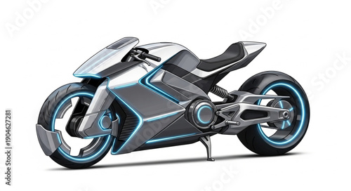 Futuristic Motorcycle Concept Vehicle.