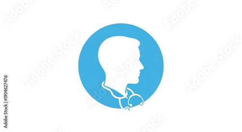 Medical professional silhouette in blue circle profile view