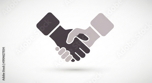 Handshake between two people in black and gray on white background for business partnerships and agreements