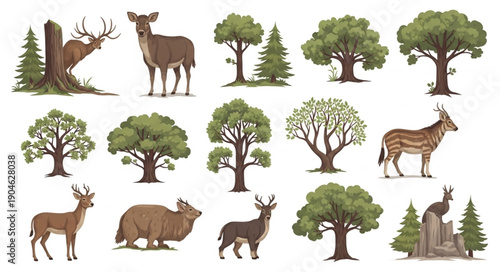 Forest Animals and Trees Collection.