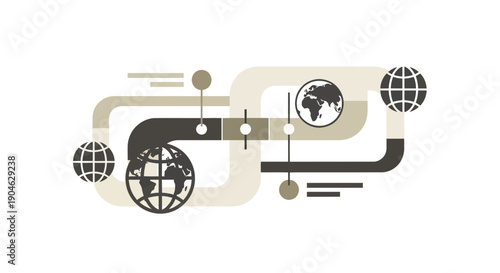 Global connectivity concept with interconnected earth globes and lines