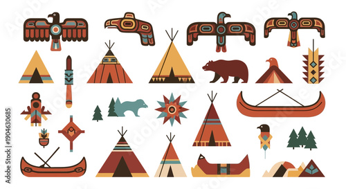 Indigenous North American Art Collection: Eagles, Bears, Canoes, Tipis