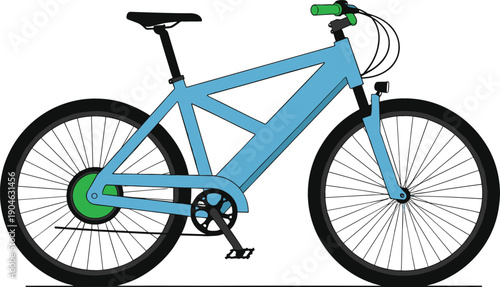 Modern Bicycle Vector Illustration with Detailed Frame, Wheels, and Chain for Cycling, Urban Transportation, Fitness, and Eco Friendly Lifestyle Design