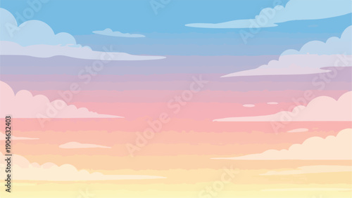Cartoon-style sky scene with clouds in pastel sunset colors