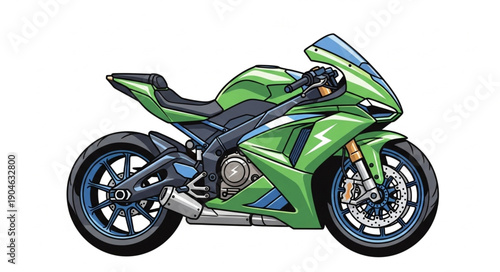 Green Sport Motorcycle Illustration.