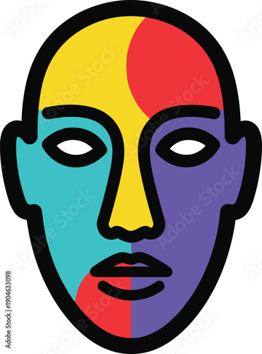 Colorful Cartoon Human Face Illustration 2.
