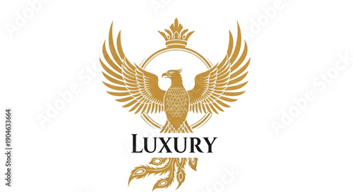 Golden Eagle Emblem with Crown and Luxury Text.
