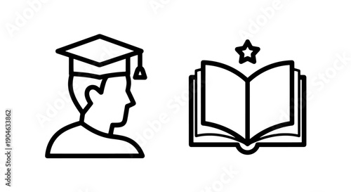 Student Achievement Icons: Profile, Book, and Star