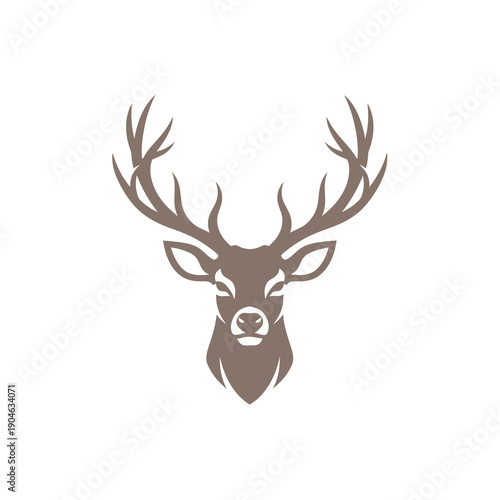 Wallpaper Mural Majestic Stag Head Silhouette with Antlers, Elegant Deer Emblem, Wildlife Icon Torontodigital.ca