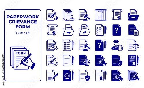 Paperwork Grievance Form Triplicate-Form Inmate-Complaint Formal-Grievance Legal-Documentation Prison-Paperwork Hand-Filling Vector Icon Set - Inmate Grievance