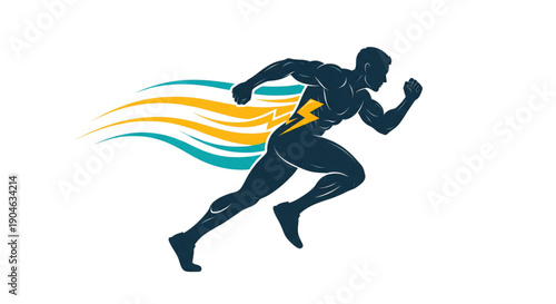 Dynamic Runner Speeding Forward with Energy Streaks for Fitness, Sports, and Health Marketing