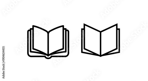 Two Open Books Icons, One Stacked, Representing Reading and Literature