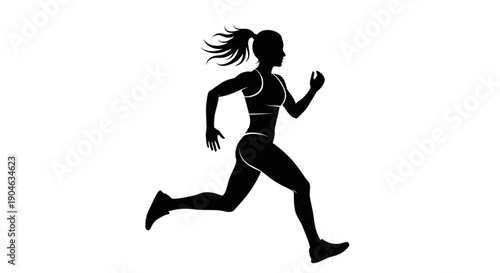 Silhouette of Woman Running for Fitness, Health, Wellness, and Sports Marketing Campaigns