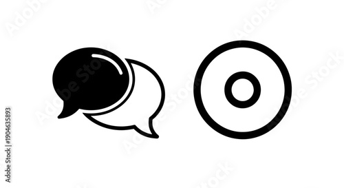 Chat Bubbles and Circle Icon for Communication and Information