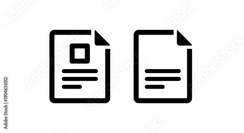 Document Icons: One with Image Placeholder and One Blank for Content or Profiles