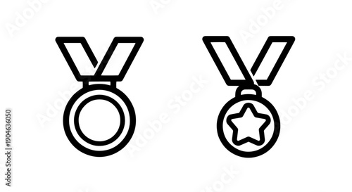 Medal Icons with and without Star for Awards and Achievements