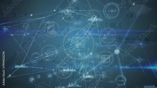 Wallpaper Mural Animation of data processing with cogs over icons Torontodigital.ca