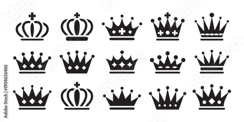 Heraldic crown silhouettes for luxury logos and premium brand identities featuring various historical styles